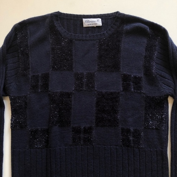 Beautiful luxe Italian navy sparkle sweater - Picture 3 of 10
